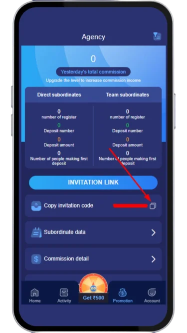 Click on copy invitation code